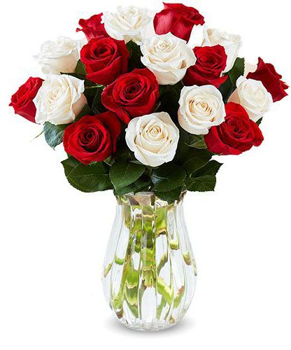 Новогодний букет из белых и красных роз