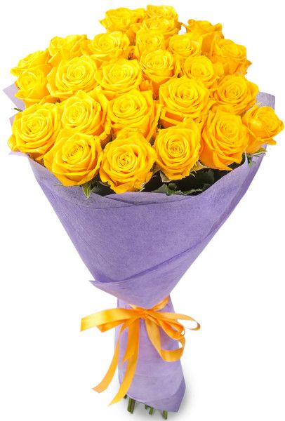 19 ярких желтых роз в букете