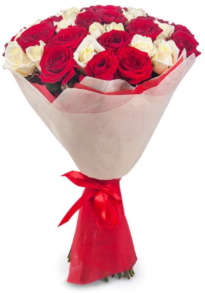 Яркий букет из 39 красных и белых роз