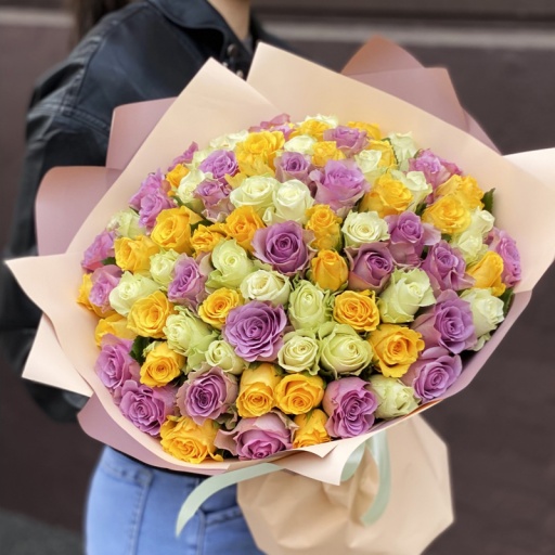 Премиум-букет из 101 розы "Нежная Буря"