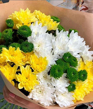 Букет хризантем "Летний микс" Фото Букет хризантем "Летний микс"