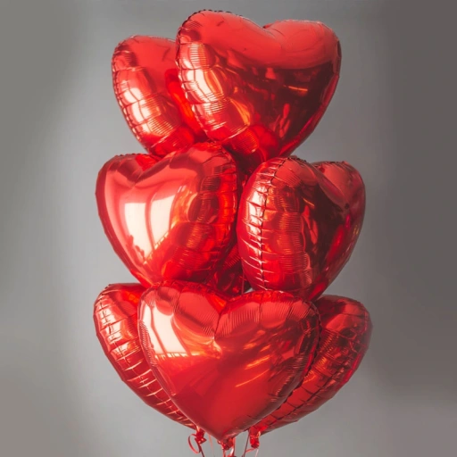 Фото Охапка из красных шаров-сердец