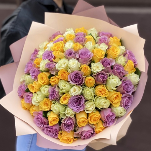 Премиум-букет из 101 розы "Нежная Буря"