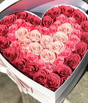 Коробка с букетом роз "Нежное сердце"