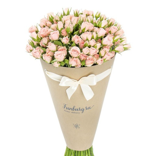 Изысканный букет кремовых кустовых роз в плайм-пакете