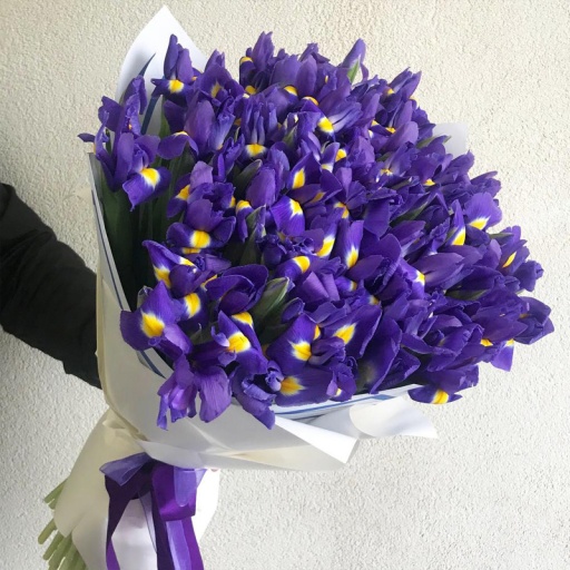 Букет из 45 ирисов с оформлением
