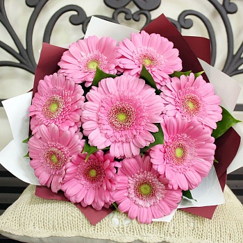 Фото Букет гербер "Розовое Солнце"