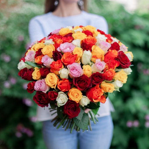 Фото Букет из 101 розы Микс (производство Краснодар)