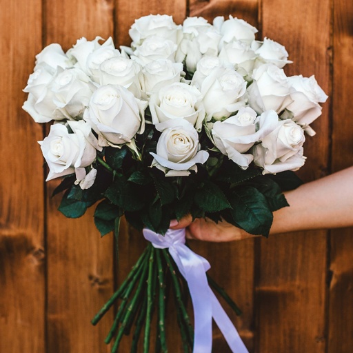 Фото Букет из 25 белых голландских роз 70см