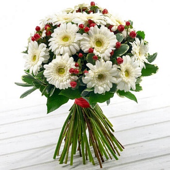 Фото Букет гербер "Белая песня"
