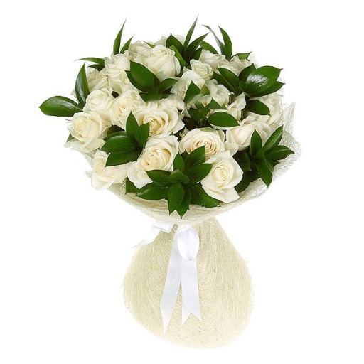 Фото Белые розы в букете "Нежность"
