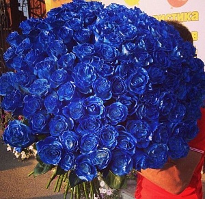 Необычный букет из 101 синей розы