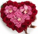 Яркая композиция из красных и розовых роз "Для влюбленных"