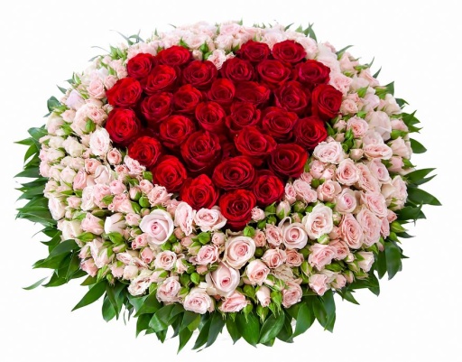 Фото Шикарная корзина роз "Пламенное сердце"