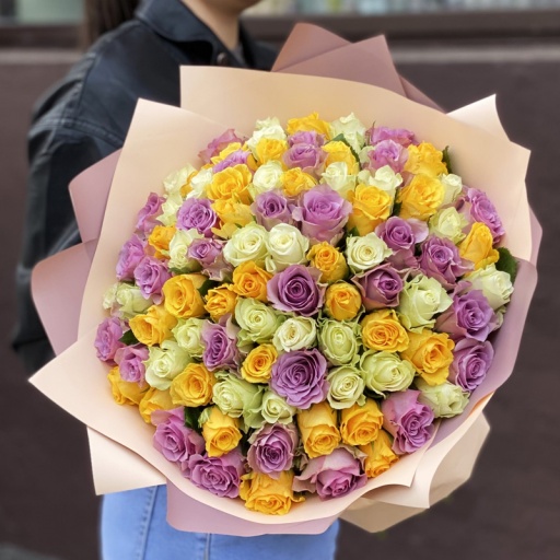 Премиум-букет из 101 розы "Нежная Буря"