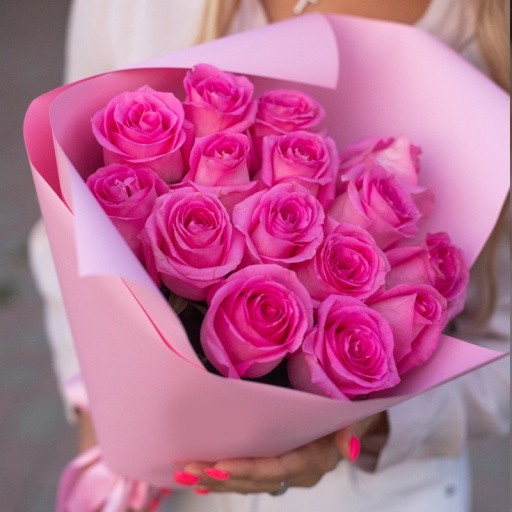 Голландские розы в букете "Поющие фламинго"