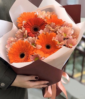 Фото Букет с герберами "Оранжевое лето"