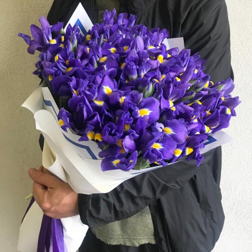Букет из 45 ирисов с оформлением