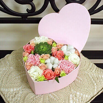 Фото Композиция цветов в коробке "Сердце в облаках"
