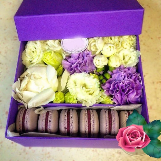 Фото Коробочка с макаронс и цветами №59