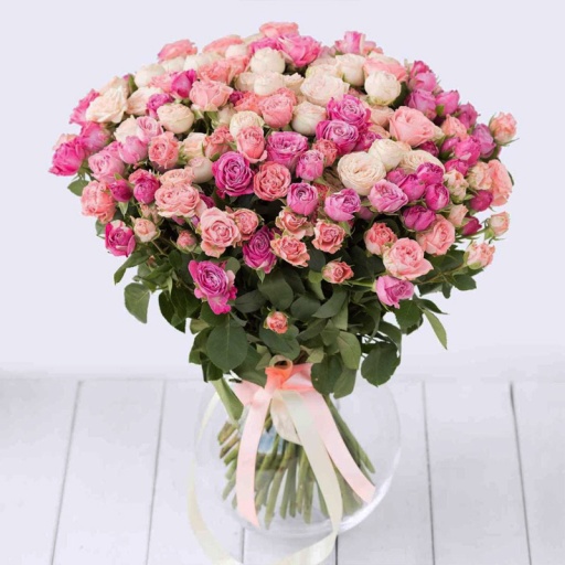 Фото Нежно-розовый букет из 51 пионовидной розы