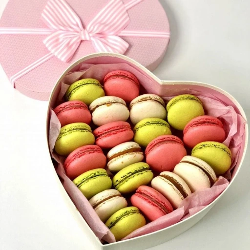 Милая коробочка с макаронс в форме сердца
