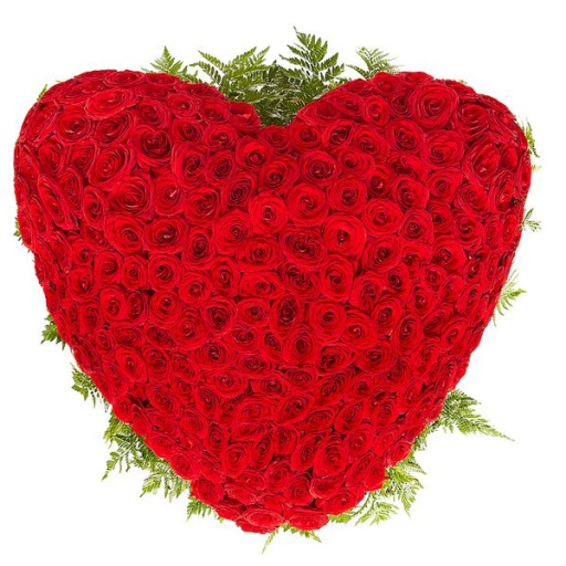 Сердце из 301 красной и белой розы в корзинке