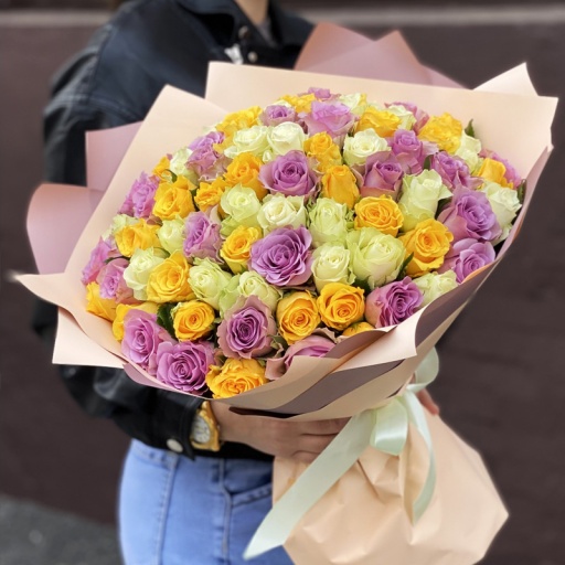 Премиум-букет из 101 розы "Нежная Буря"