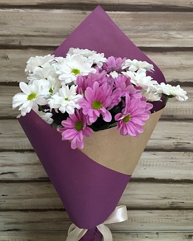 Хризантемы в букете "Милый день" Фото Хризантемы в букете "Милый день"