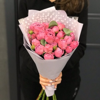 Фото Букет пионовидных роз "Розовый фламинго"